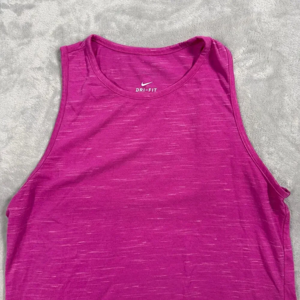Nike Dri-FIT Womens Medium Pink Heather Athletic Tank Top Running Workout